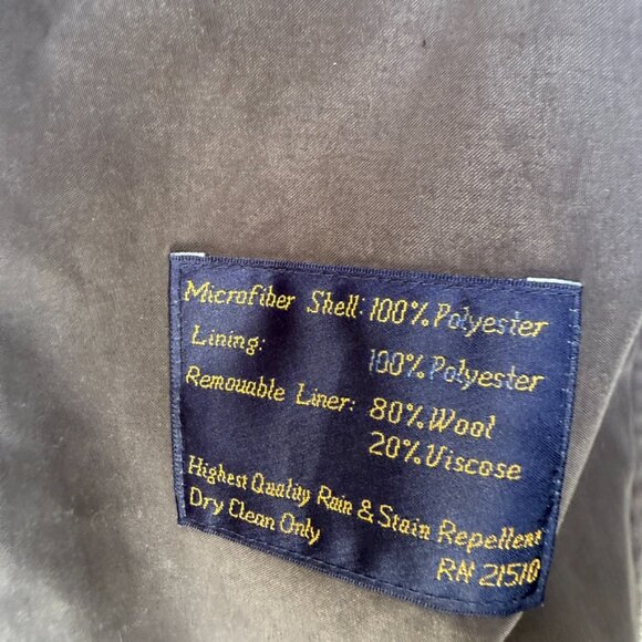 Vintage Chaps Ralph Lauren Trench Coat Mens 42 Short Taupe Wool Blend Lined - Picture 11 of 16